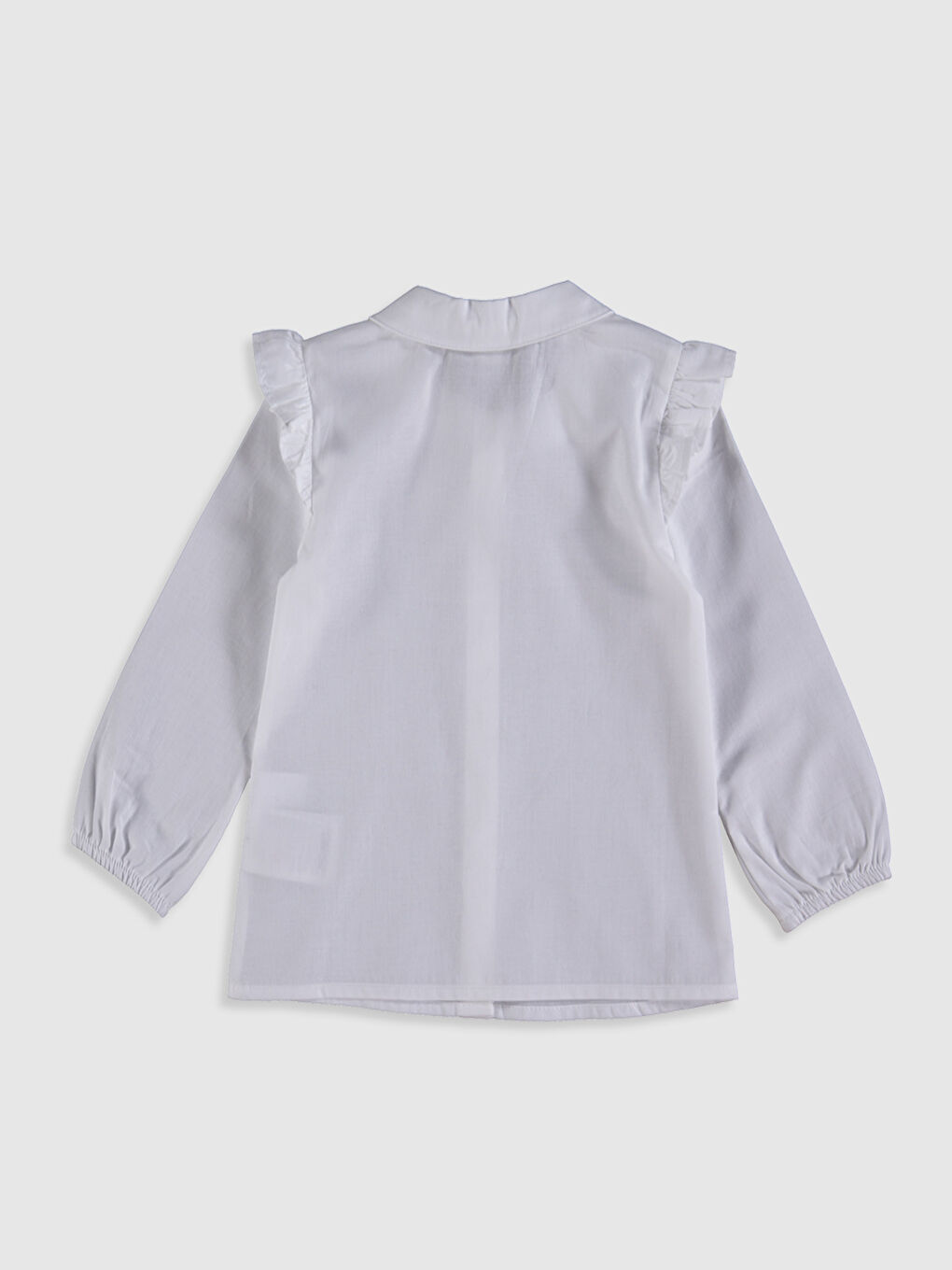 Beyaz Bebe Yaka Uzun Kollu Kız Bebek Gömlek-1