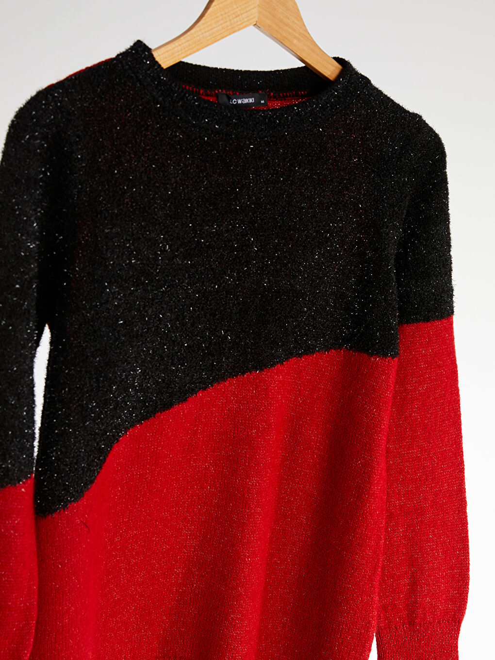 Kırmızı Bisiklet Yaka Uzun Kollu Kadın Kazak-3