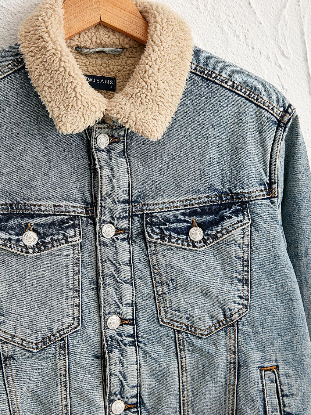جاكيت جينز برقبة فرو للأب والابن طقم متطابق-2