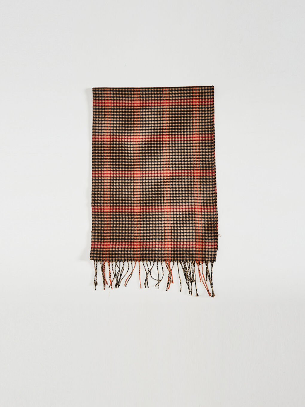 Gri Ekoseli Saçaklı Atkı-1