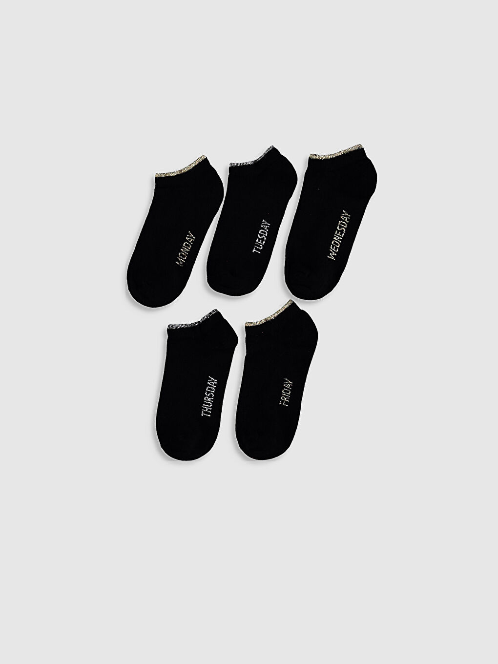 Siyah Kadın Patik Çorap 5'li-1