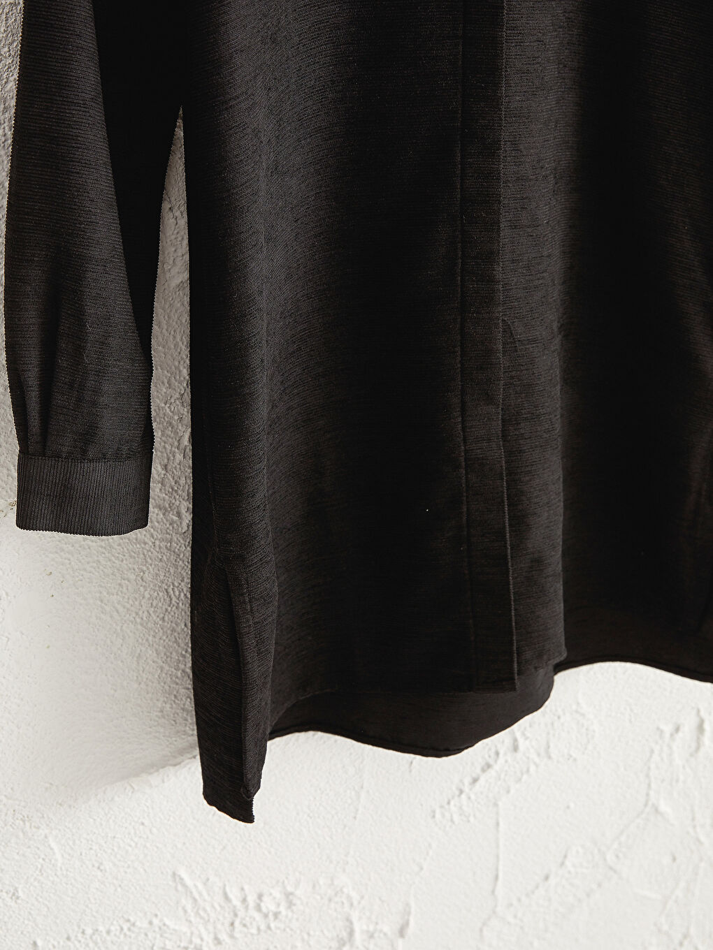 Siyah Uzun Kollu Kadife Kadın Gömlek Tunik-2