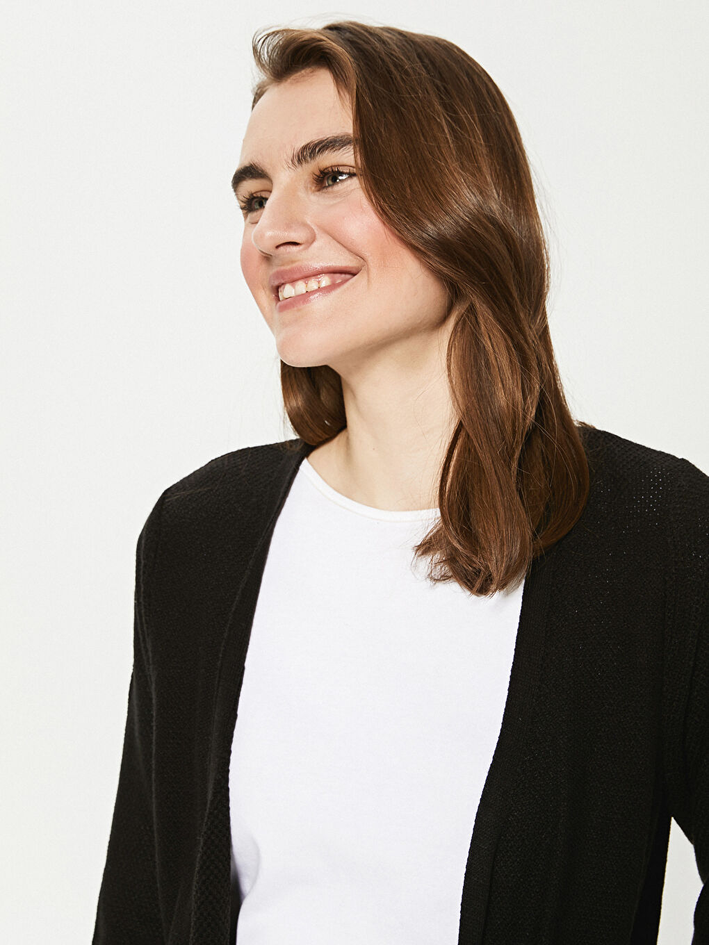 Siyah Cep Detaylı Triko Hırka-2