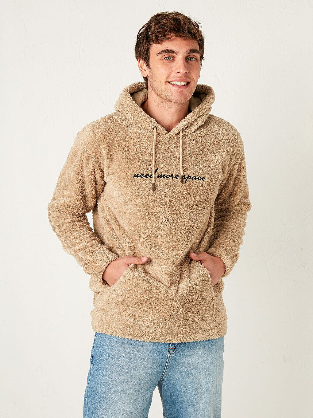 هودي سميك من القطيفة بغطاء رأس-1