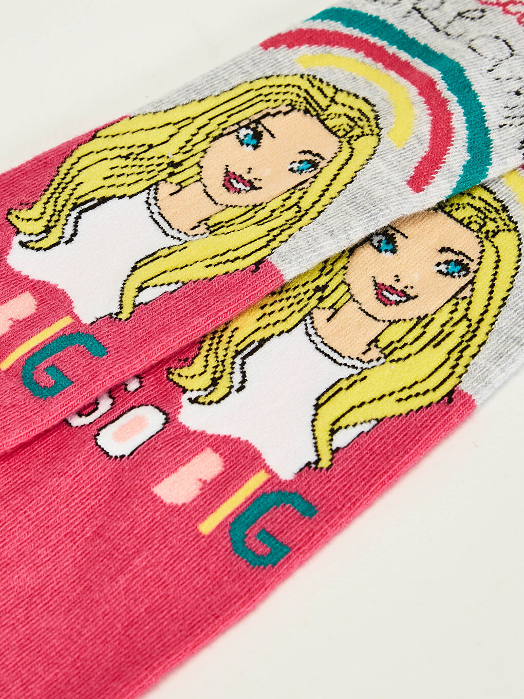Gri Kız Çocuk Barbie Külotlu Çorap-1