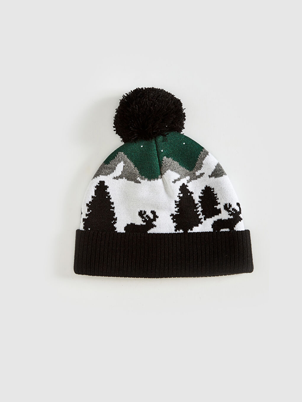 Yeşil Desenli Triko Bere