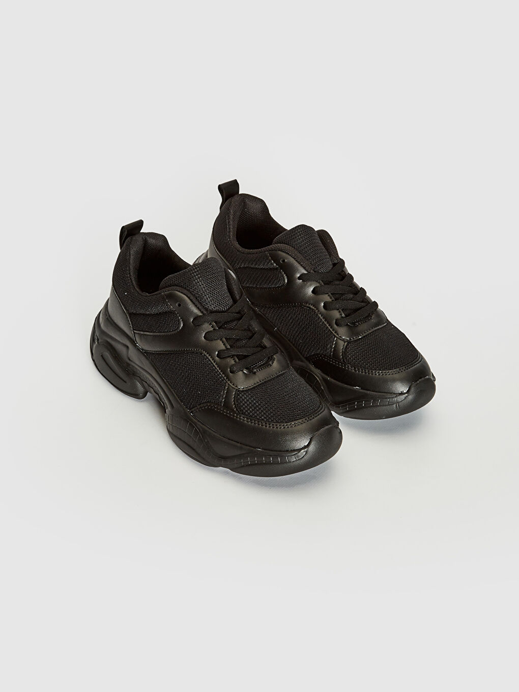 Siyah Kadın Bağcıklı Günlük Spor Ayakkabı-5