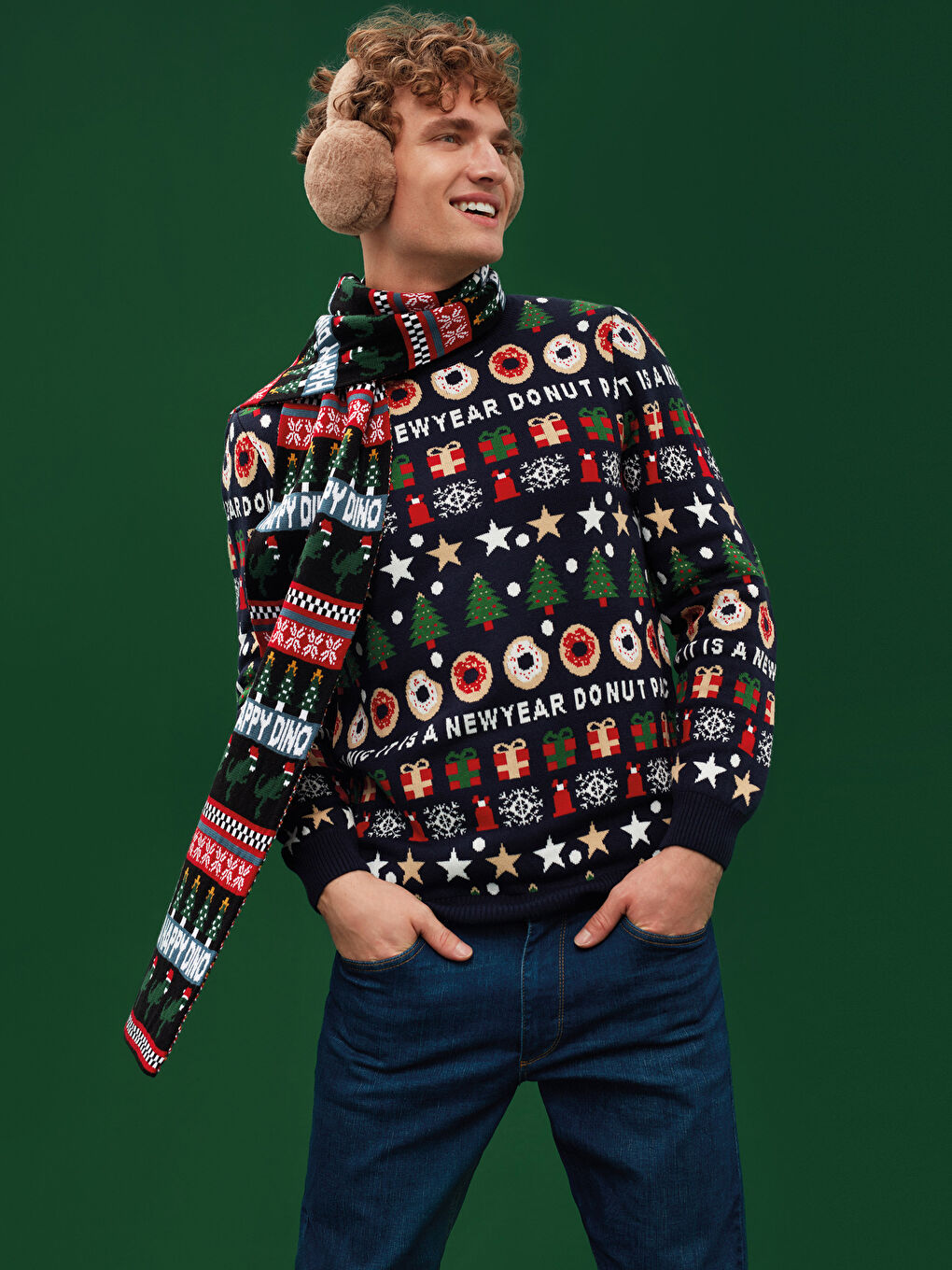 Шарф из трикотажа с принтом