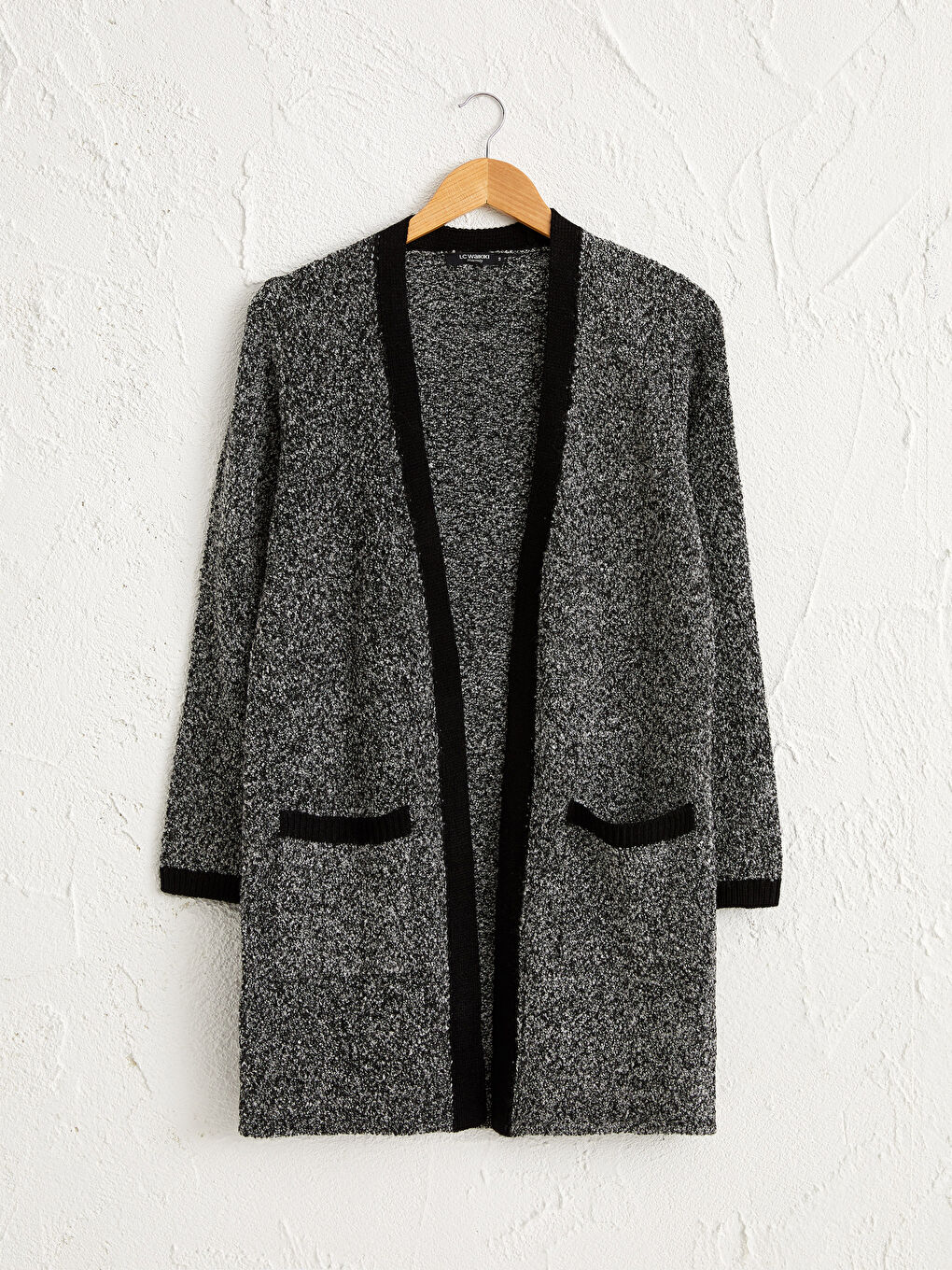 Кардиган из трикотажа с длинным рукавом и карманами для женщин