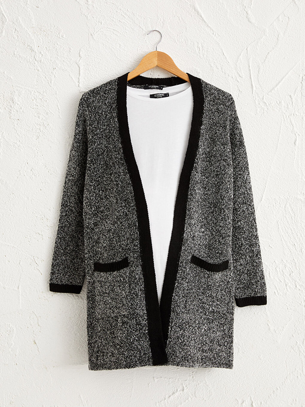 Кардиган из трикотажа с длинным рукавом и карманами для женщин-1