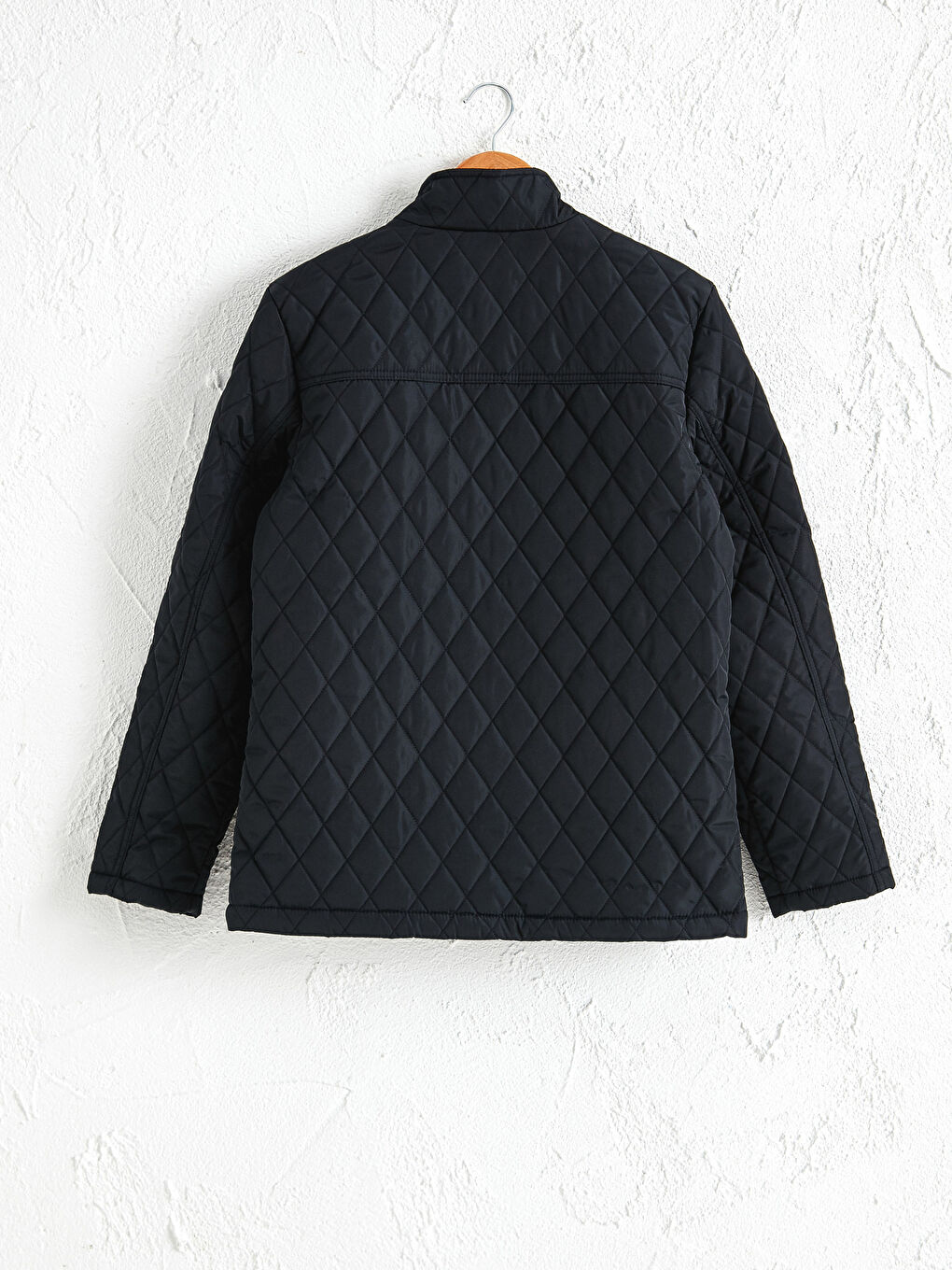 Lacivert Rahat Kalıp Dik Yaka Erkek Şişme Mont-6