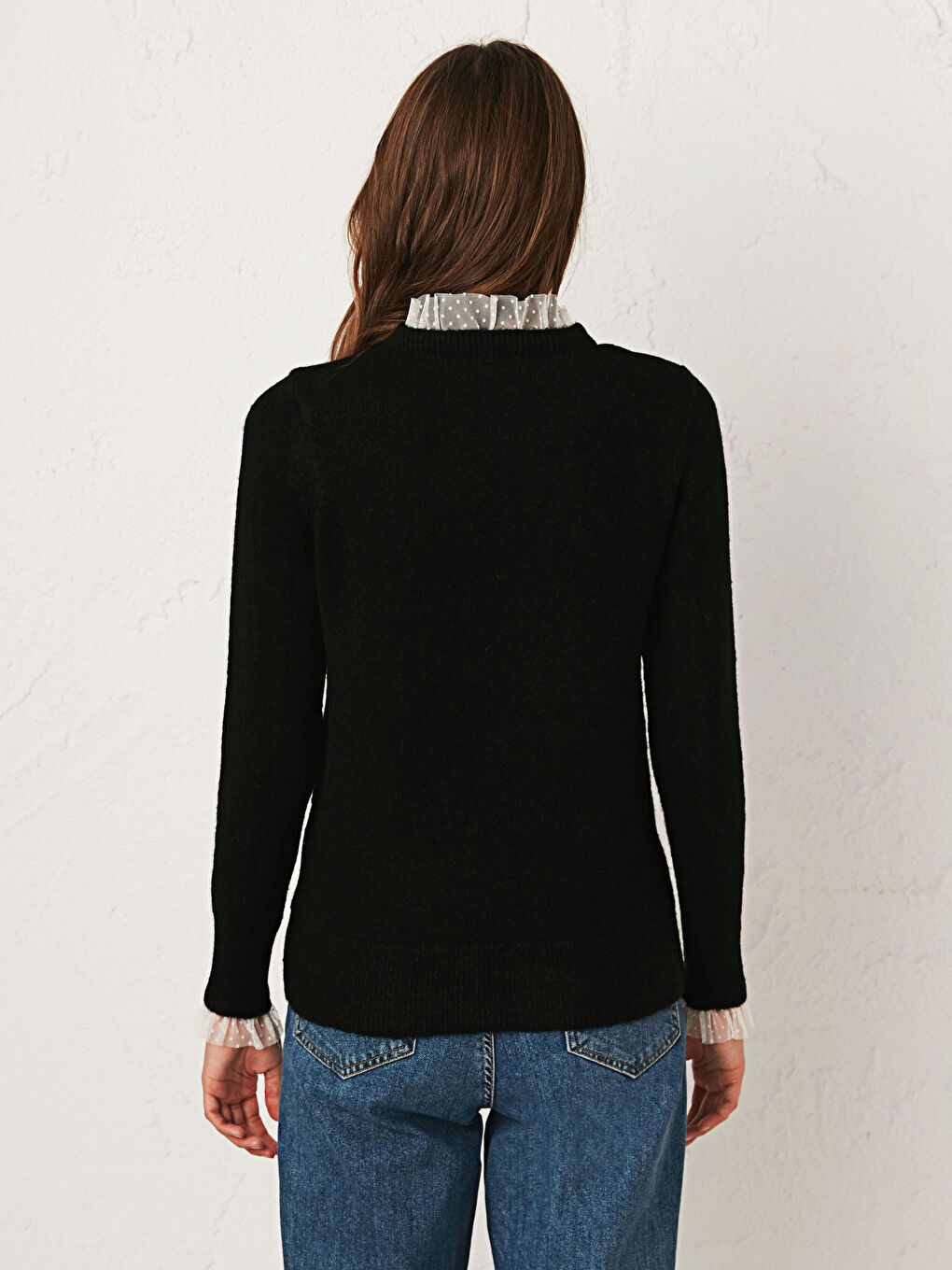 Džemper od trikotaže sa detaljima od tila-4