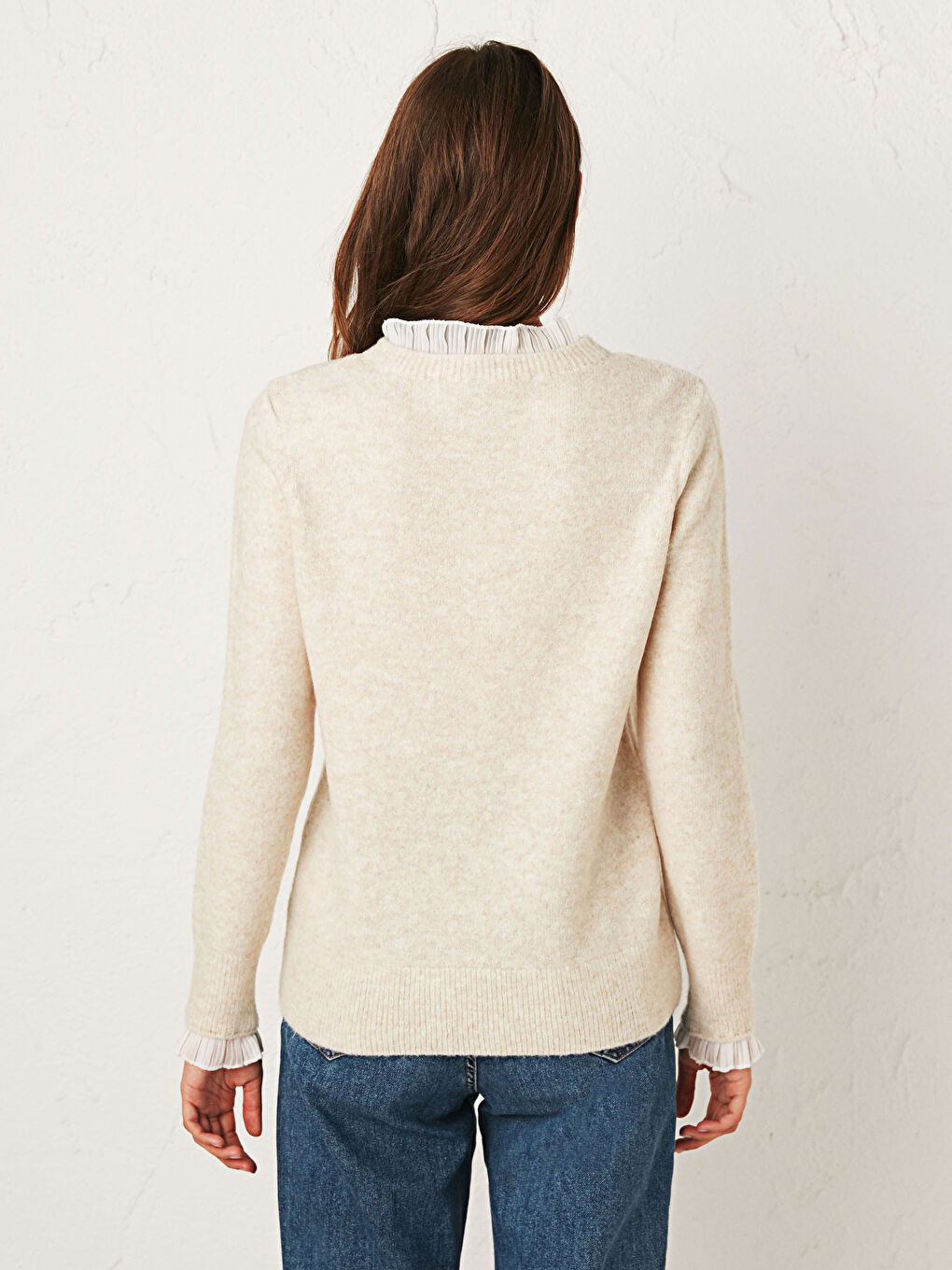Ruffle Detail Thick Knitwear Sweater-5
