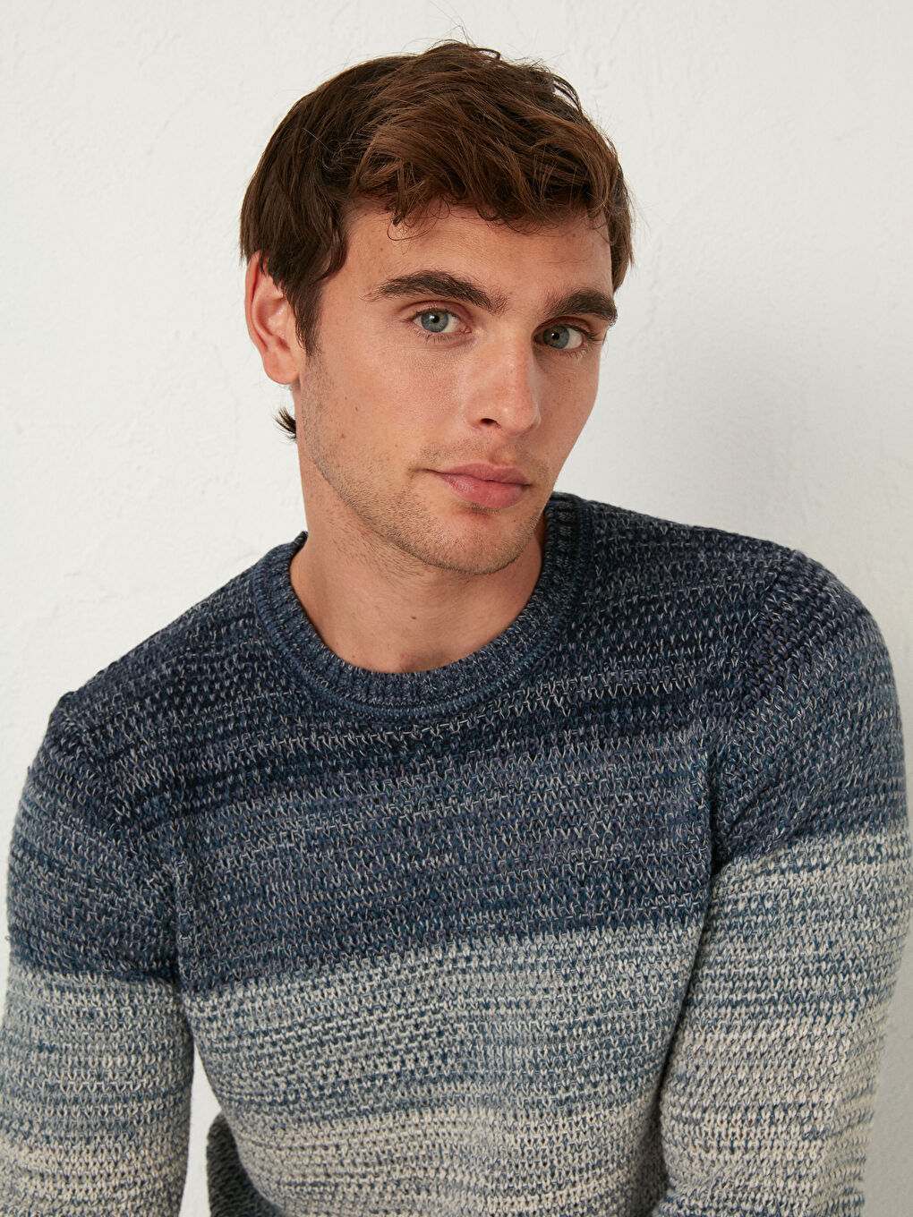 İndigo Bisiklet Yaka Kalın Triko Kazak-1