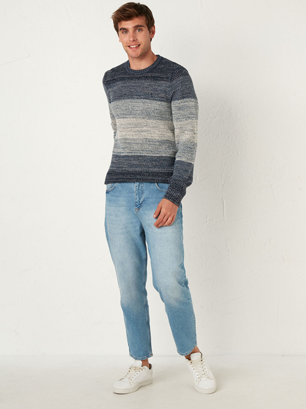 İndigo Bisiklet Yaka Kalın Triko Kazak-2