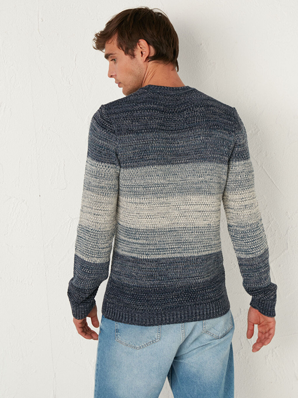 İndigo Bisiklet Yaka Kalın Triko Kazak-3