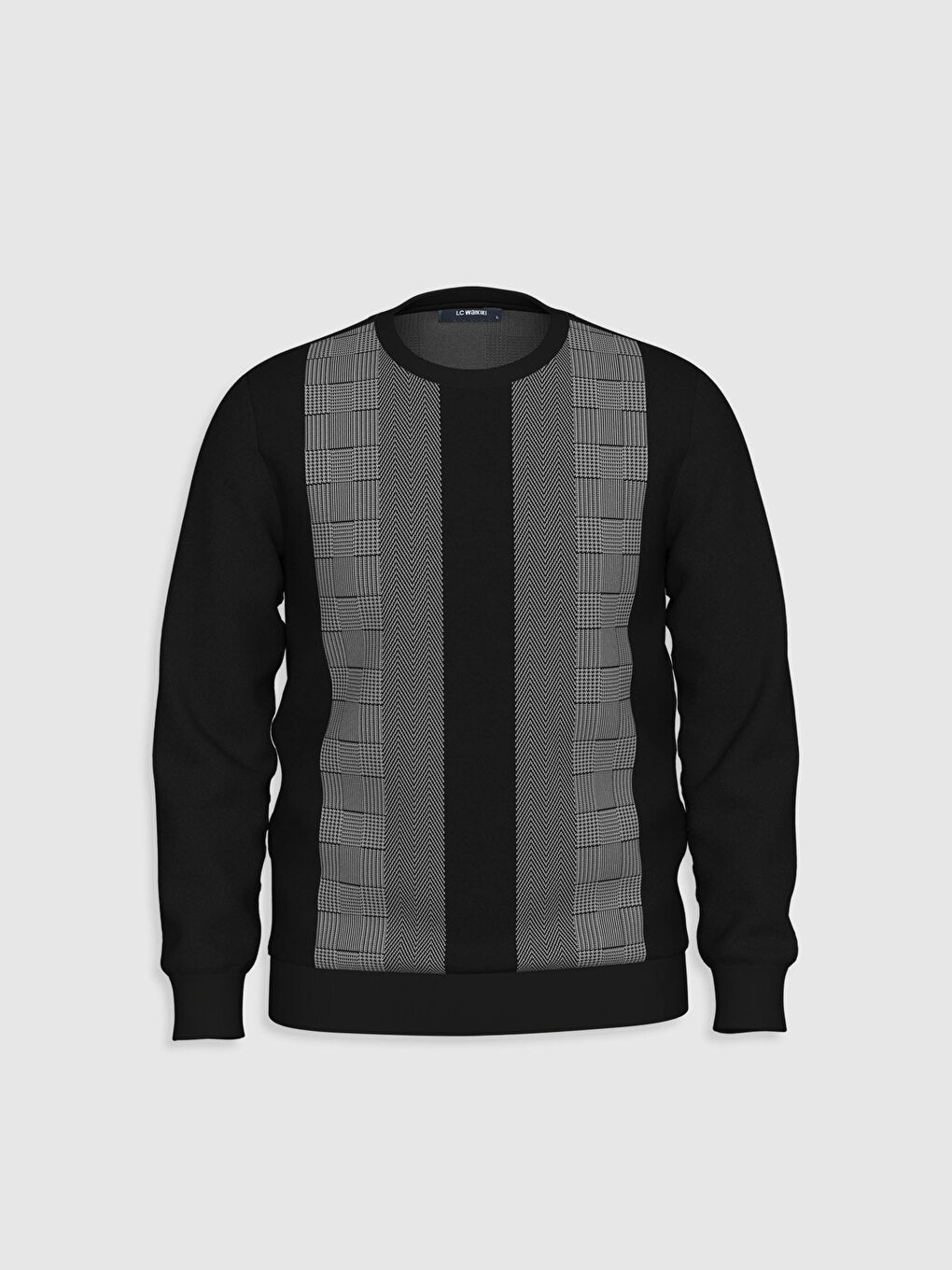 Crew Neck Patterned Sweatshirt-1