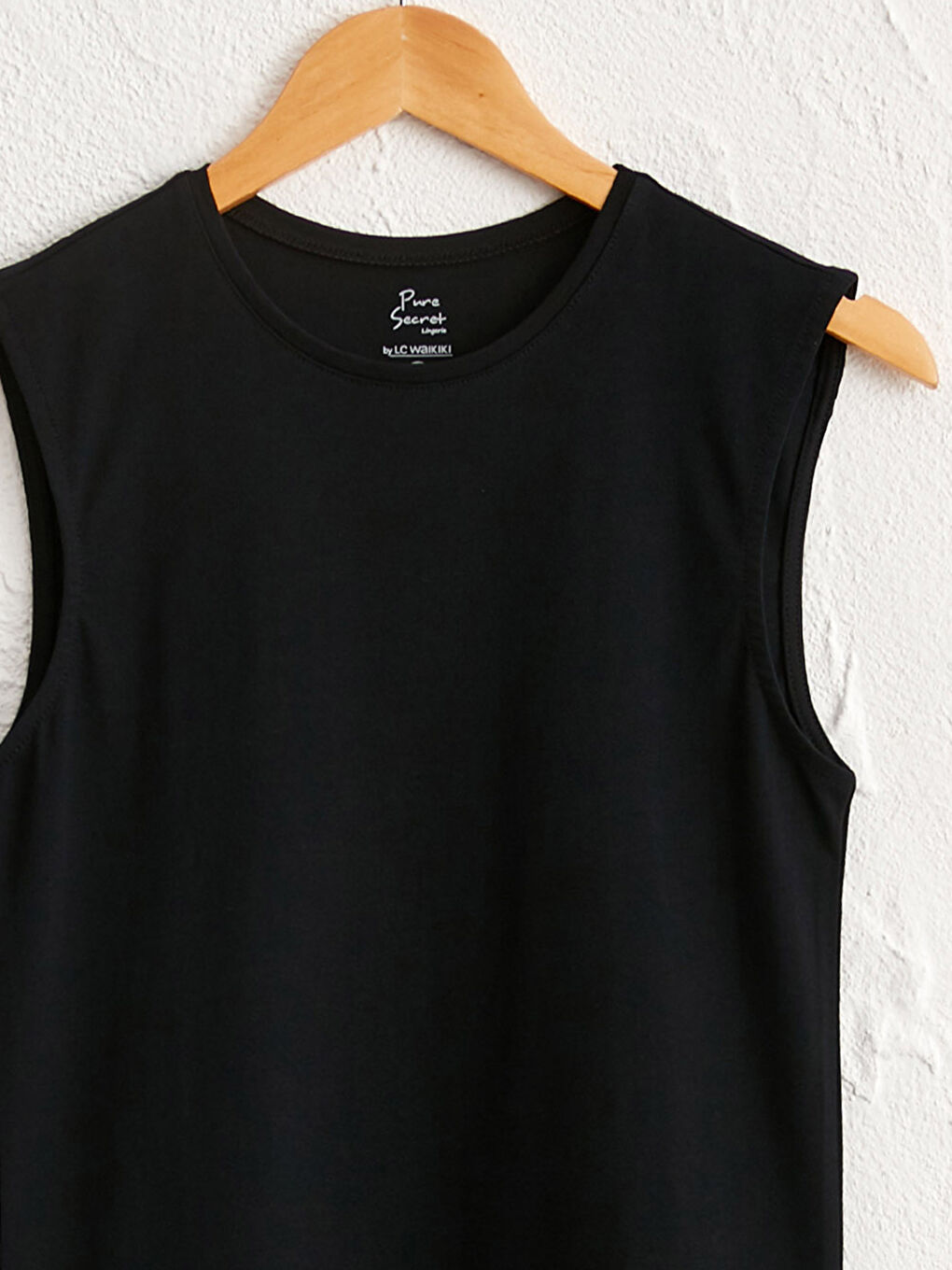 Женская однотонная хлопковая майка без рукавов с круглым вырезом-1