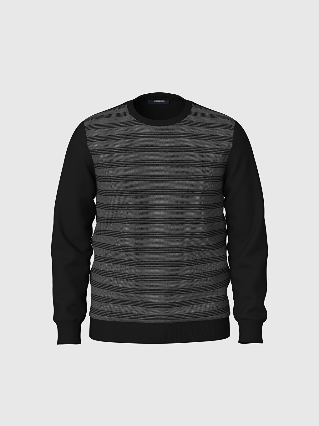 Sweatshirt I Lehtë Me Vija Me Jakë Të Rrumbullakët Për Burra-4