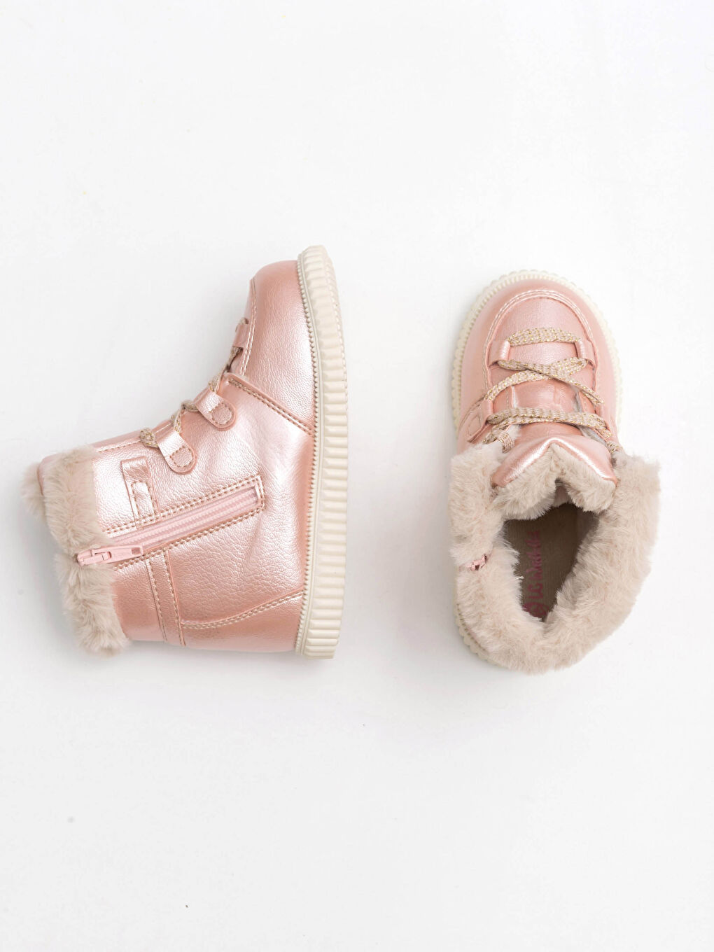 Pembe Kız Çocuk Kürk Astarlı Bot-1