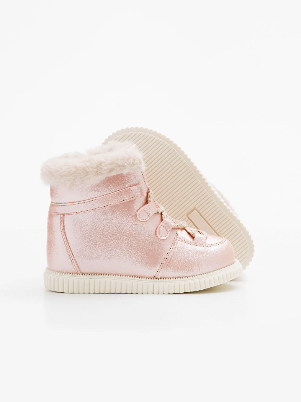 Pembe Kız Çocuk Kürk Astarlı Bot-3