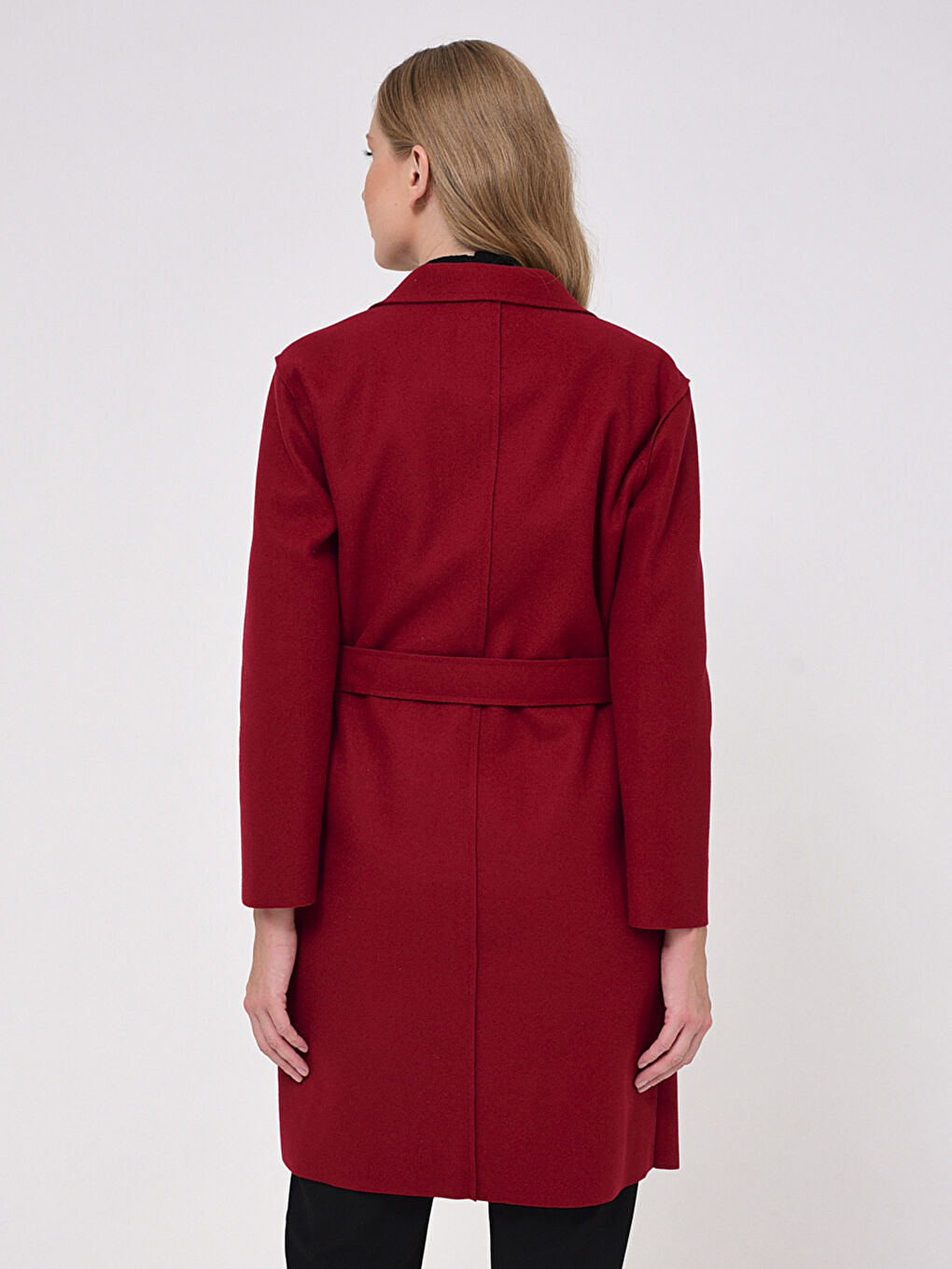 Shawl Collar Long Sleeved Women's Belted Cachet Coat-6
