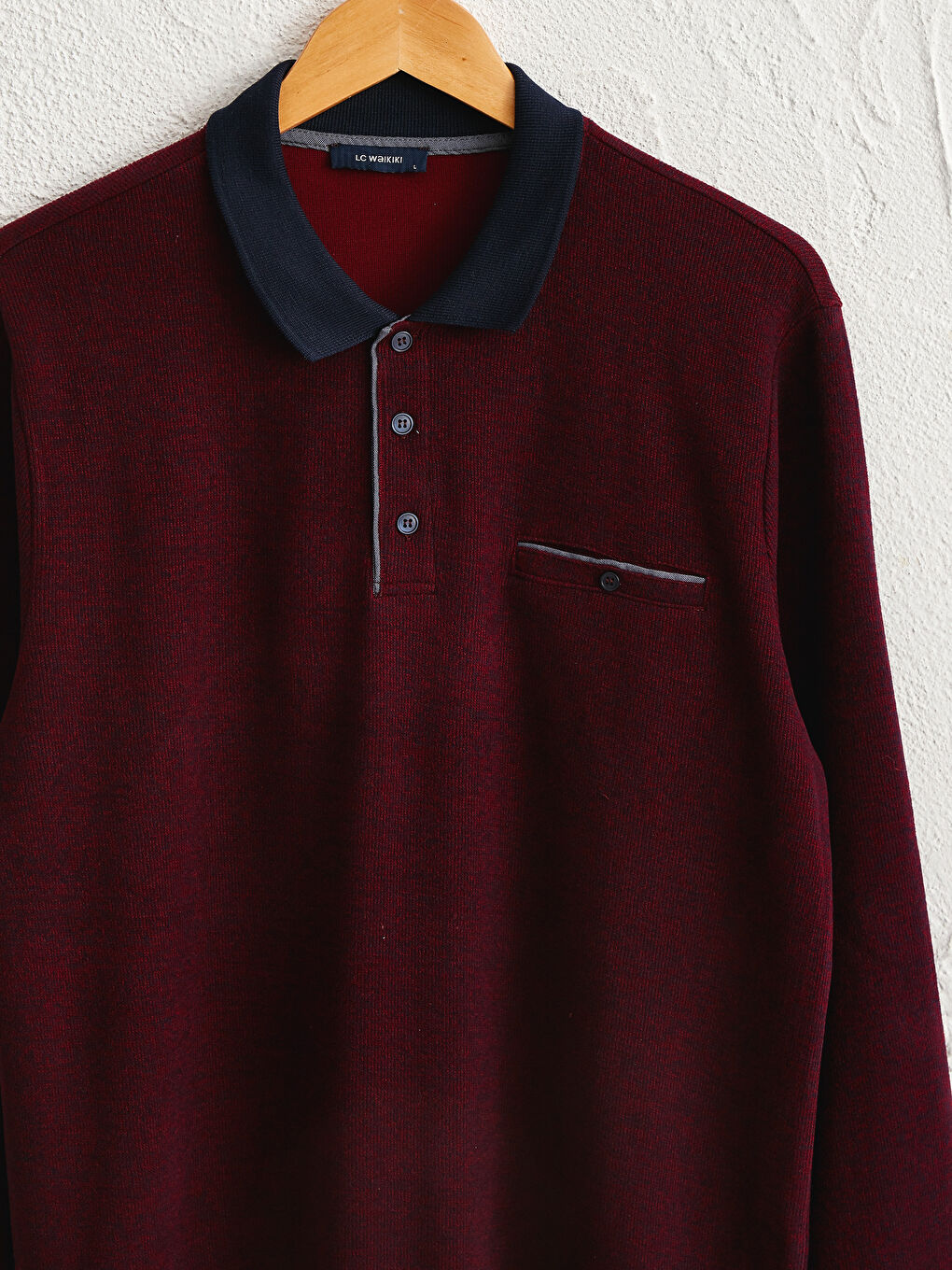 Polo Neck Long Sleeve Sweatshirt-4