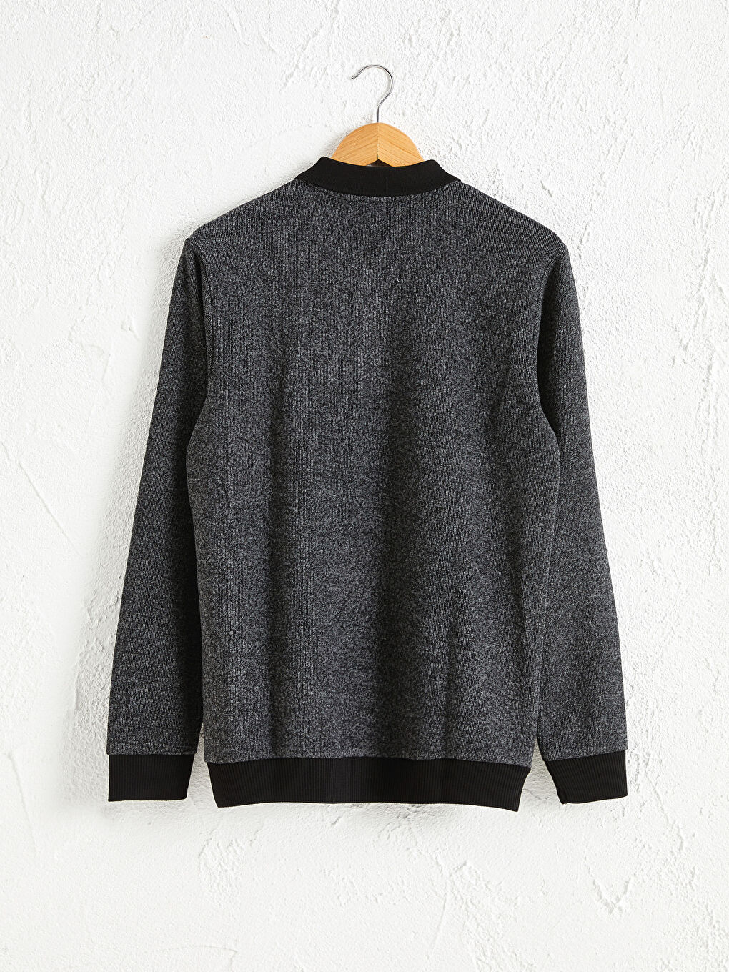 Siyah Polo Yaka Uzun Kollu Sweatshirt-2