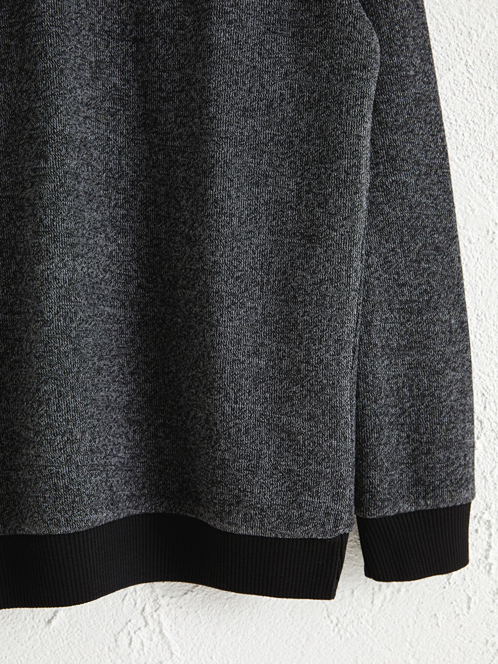 Siyah Polo Yaka Uzun Kollu Sweatshirt-4