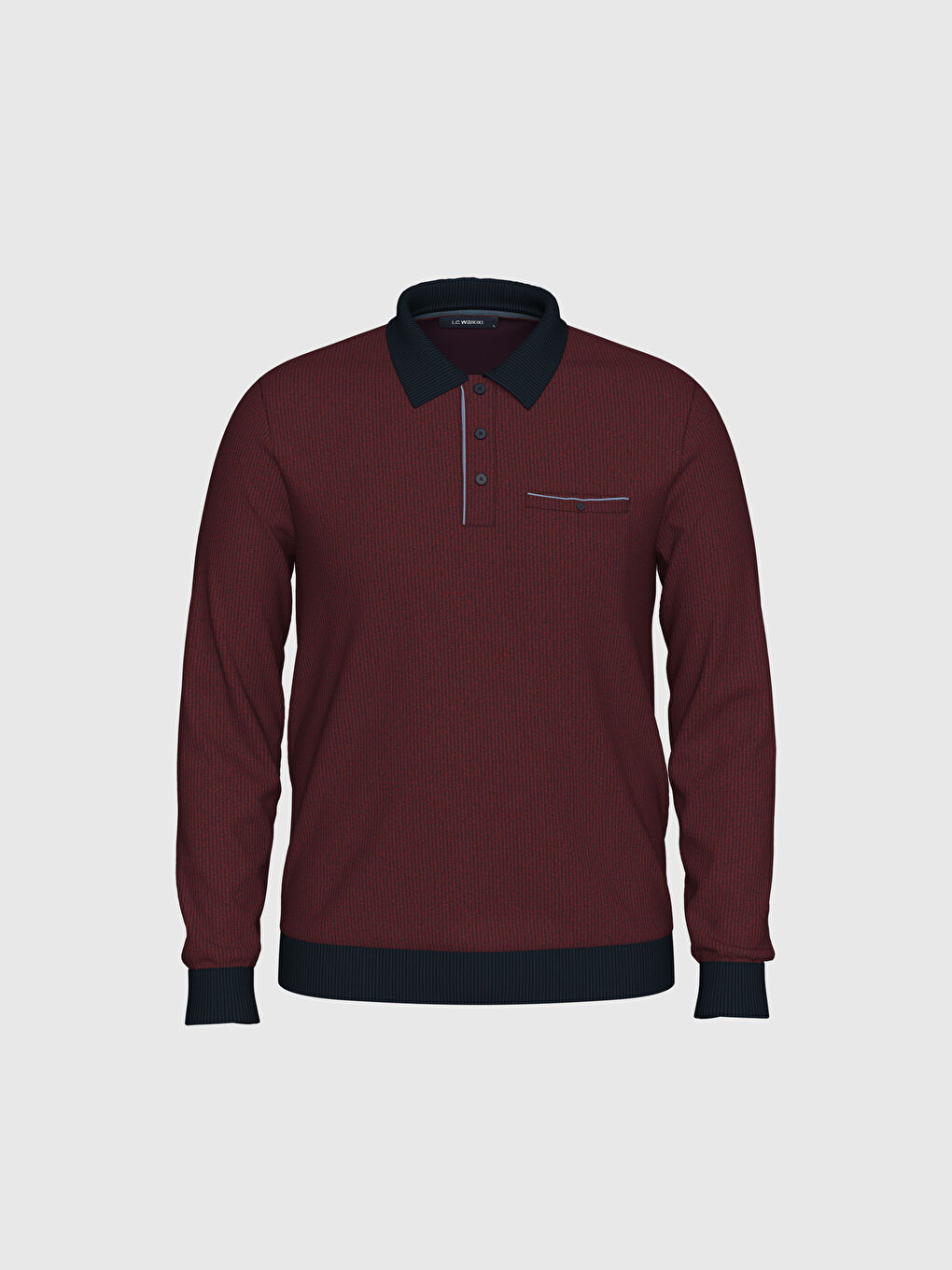 Polo Neck Long Sleeve Sweatshirt-1