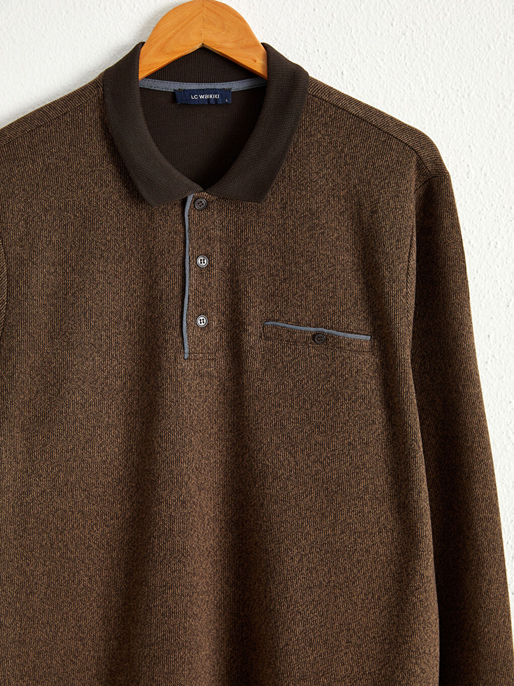Polo Neck Long Sleeve Sweatshirt-2
