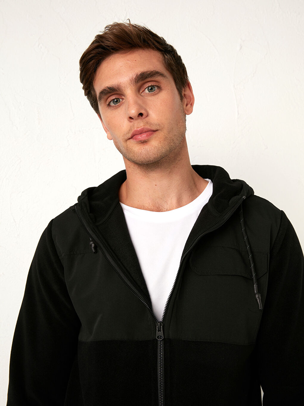 Кардиган из флиса с капюшоном стандартного кроя-1