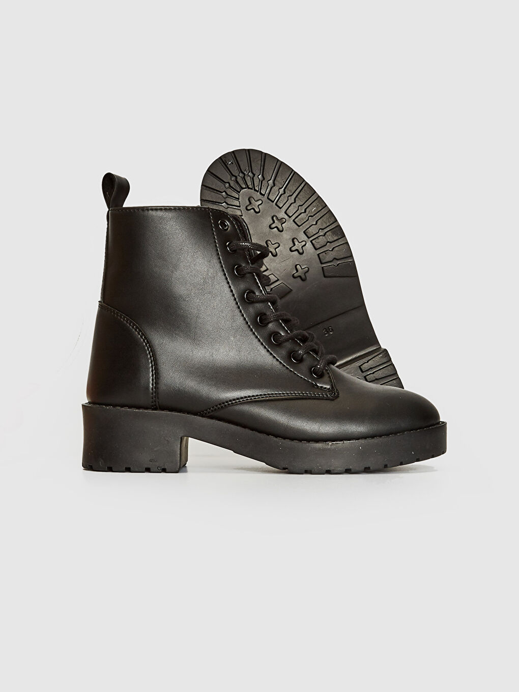 Siyah Kadın Bağcıklı Postal Bot-3