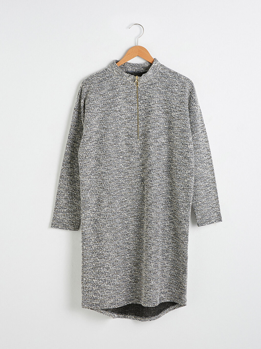 Туника из хлопка с воротником-стойкой-4