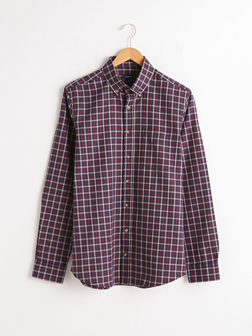 Bordo Regular Fit Uzun Kollu Ekose Gabardin Gömlek-4