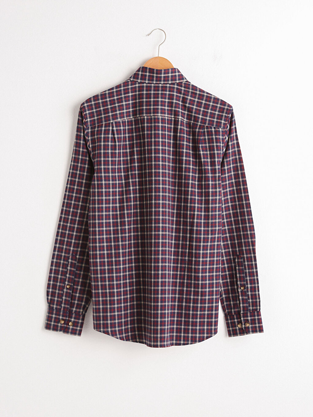 Bordo Regular Fit Uzun Kollu Ekose Gabardin Gömlek-5