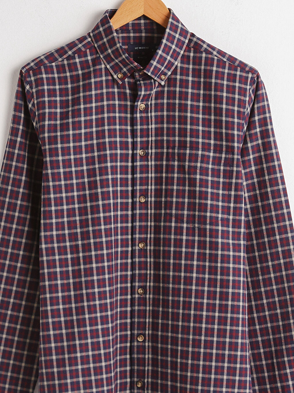 Bordo Regular Fit Uzun Kollu Ekose Gabardin Gömlek-6