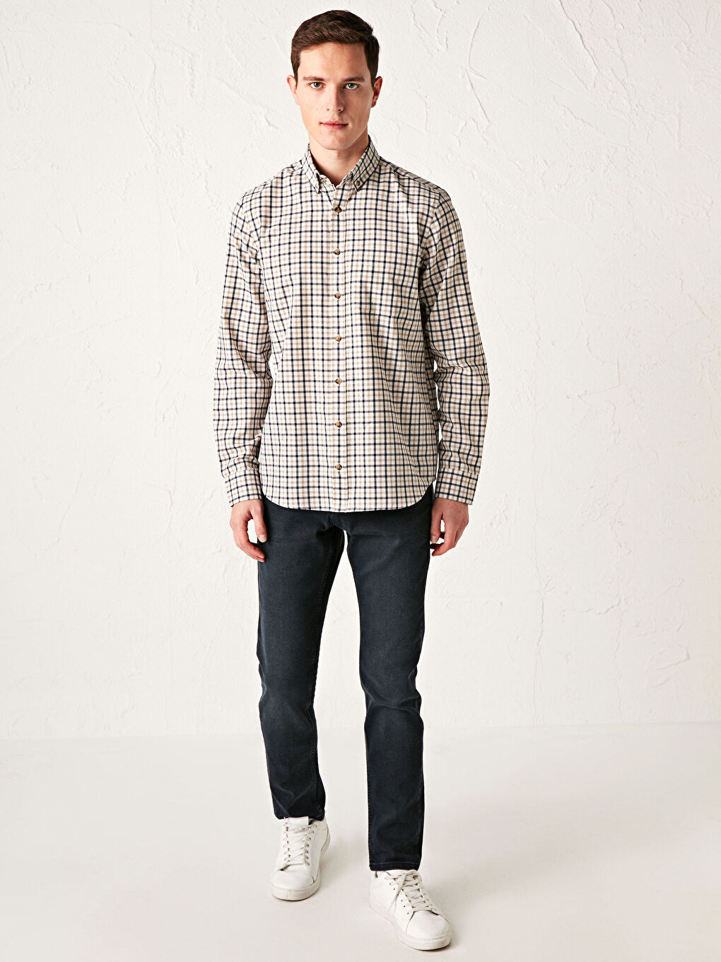 Chemise Gabardine Écossais Manches Longues Coupe Régulière-2