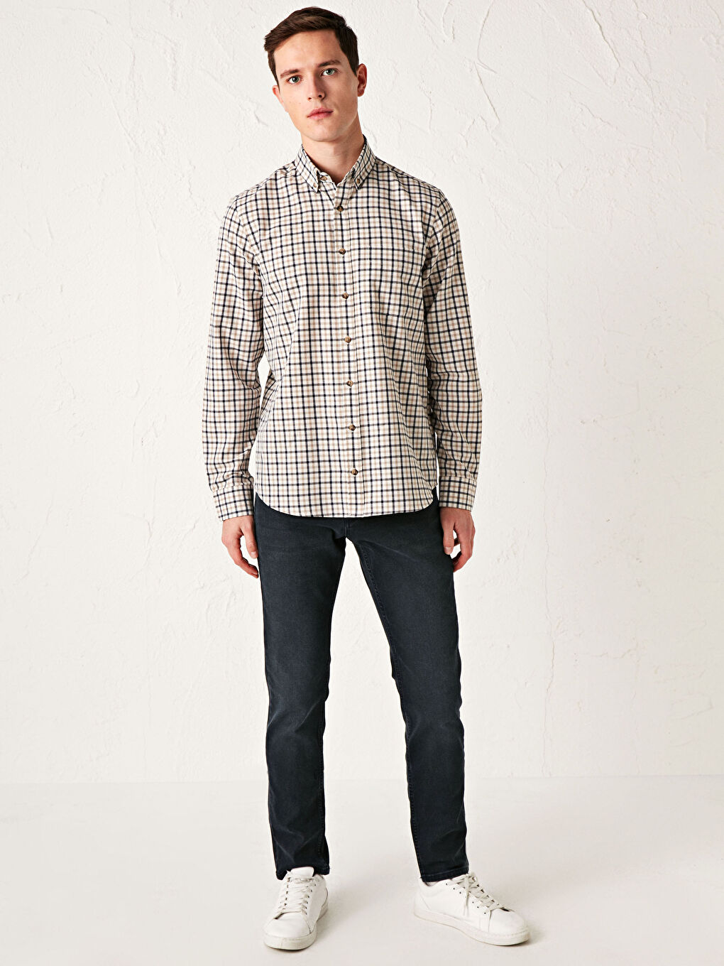 Chemise Gabardine Écossais Manches Longues Coupe Régulière-3