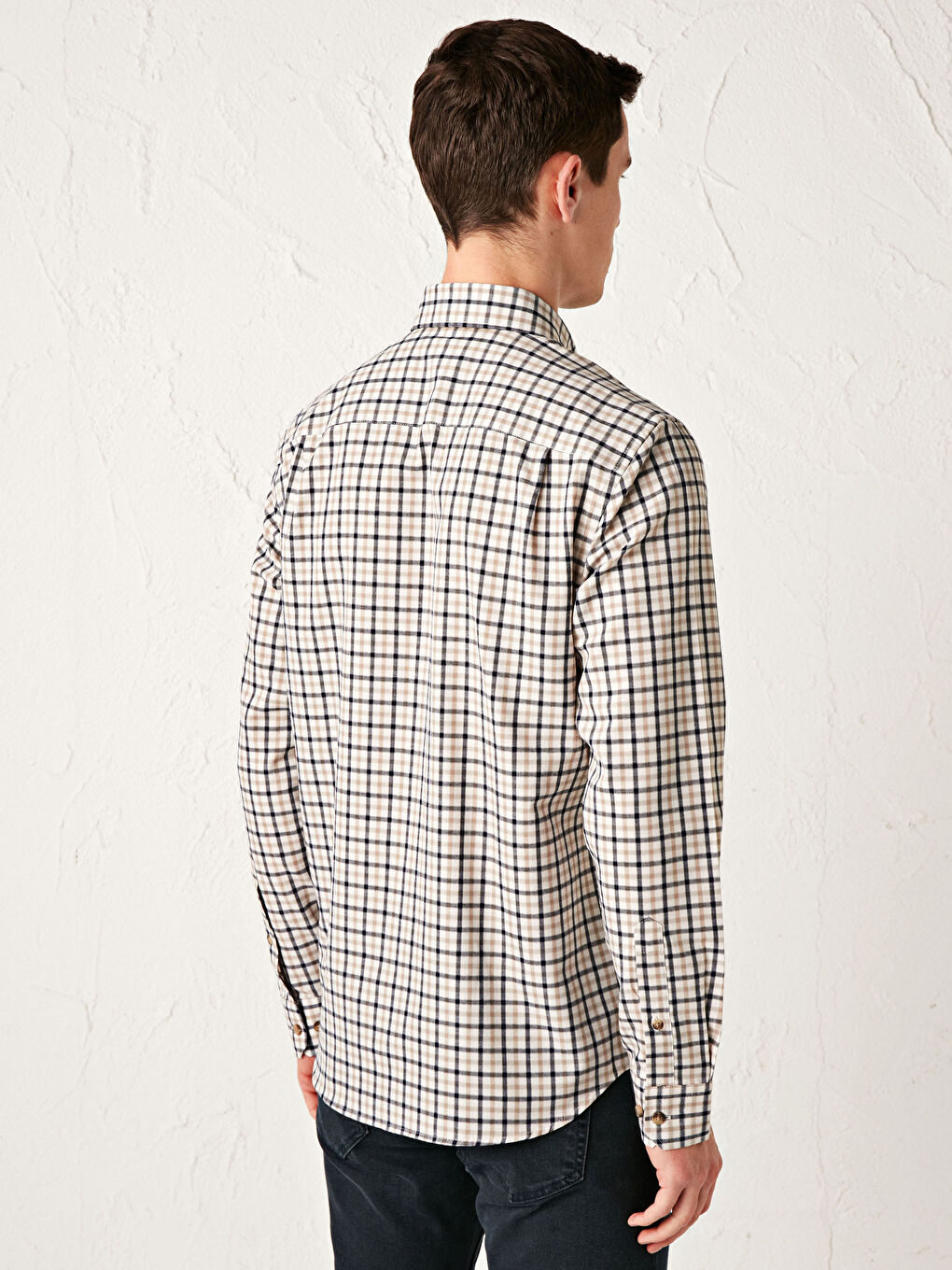 Chemise Gabardine Écossais Manches Longues Coupe Régulière-4