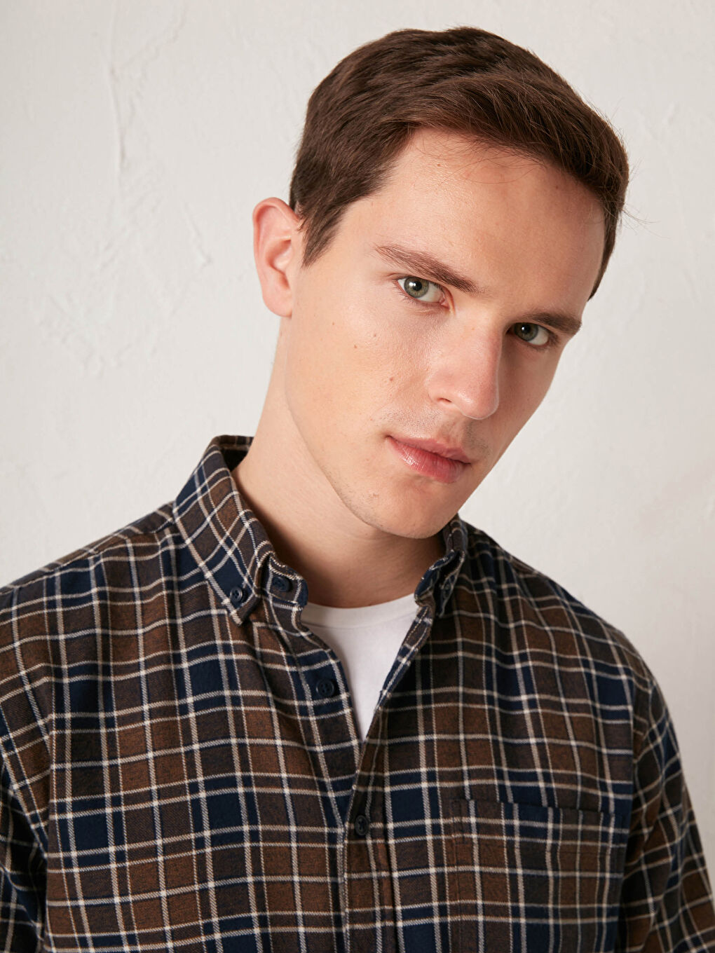 Regular Fit Long Sleeve Chequered Gabardine Shirt-2