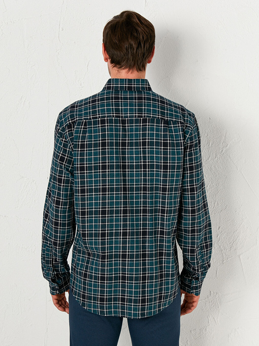 Chemise Gabardine Écossais Manches Longues Coupe Régulière-2