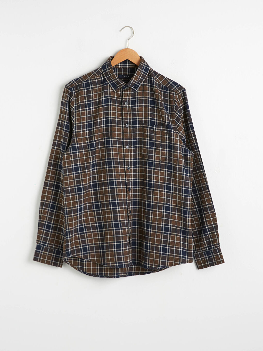Regular Fit Long Sleeve Chequered Gabardine Shirt-5