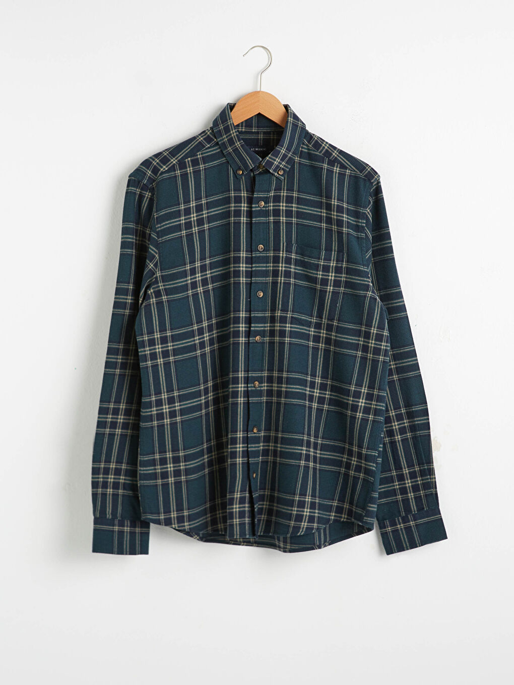 Yeşil Regular Fit Uzun Kollu Ekose Gabardin Gömlek-5