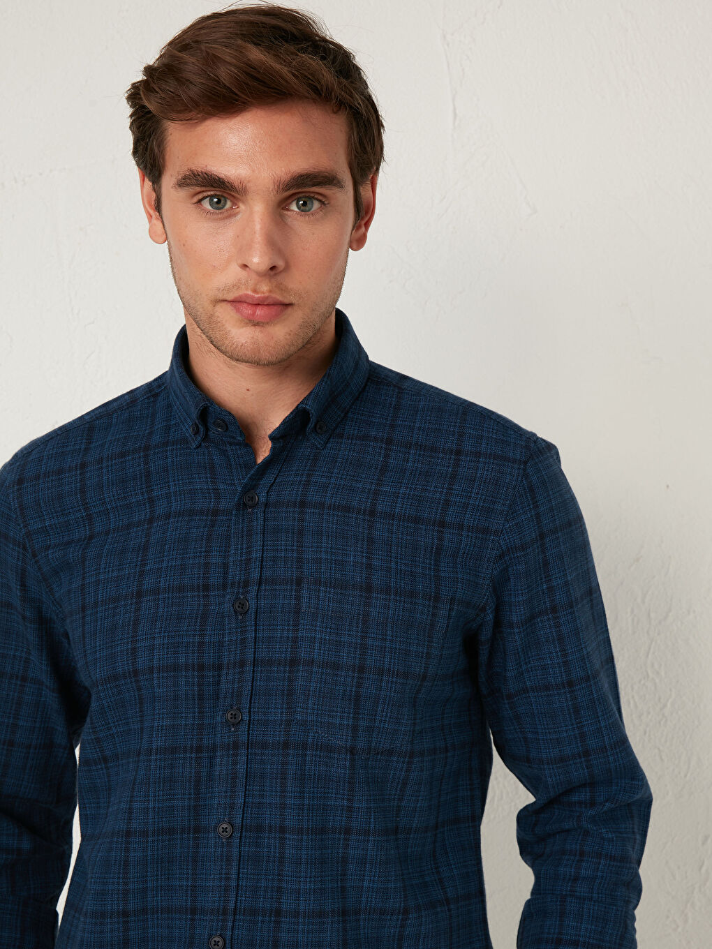 Slim Fit Long Sleeve Gabardine Shirt