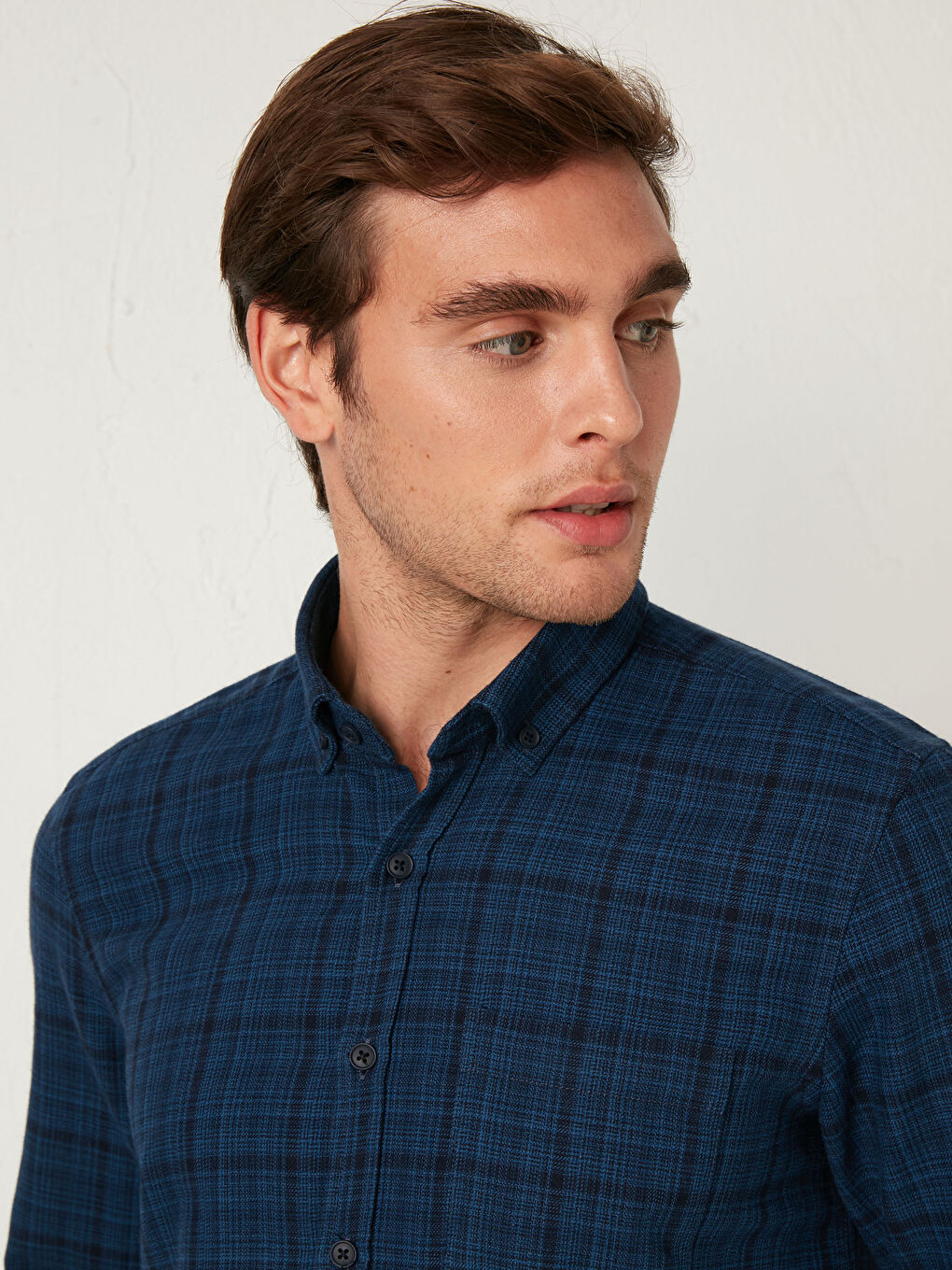 Slim Fit Long Sleeve Gabardine Shirt-1