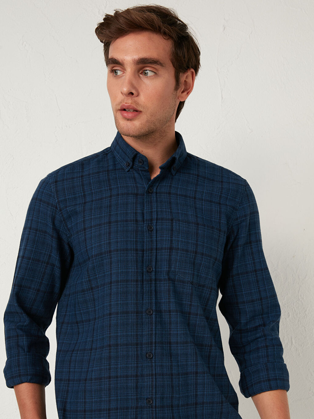 Slim Fit Long Sleeve Gabardine Shirt-2