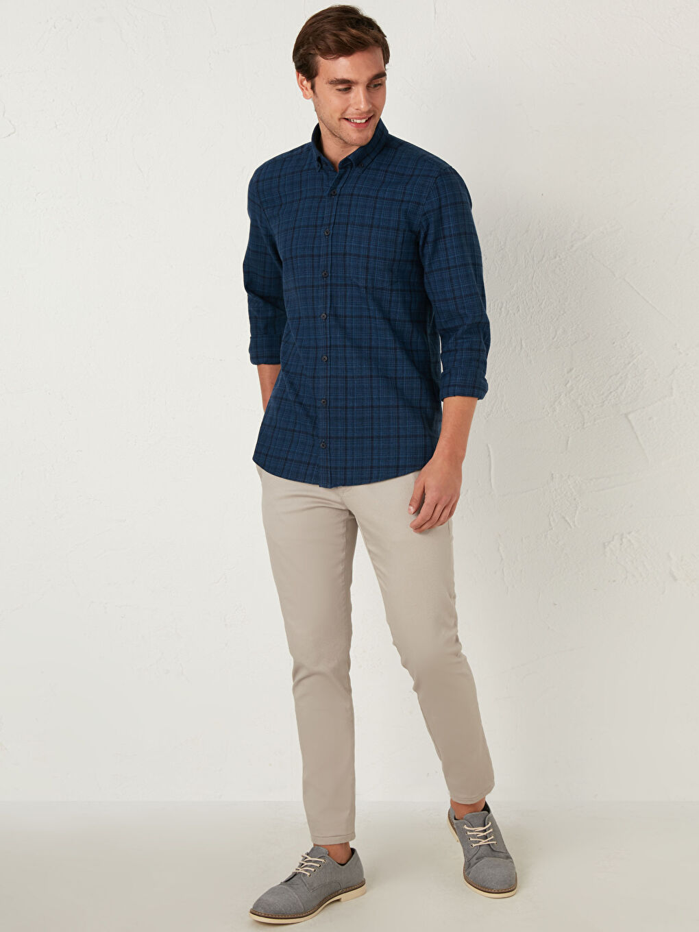 Slim Fit Long Sleeve Gabardine Shirt-3