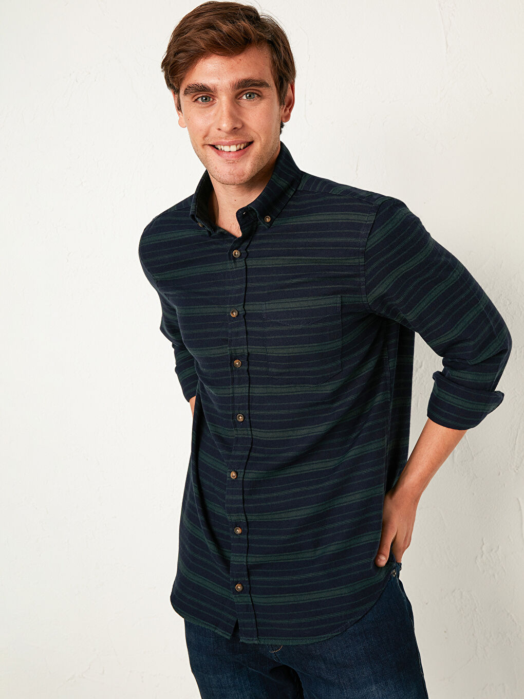 Chemise Gabardine Manches Longues Coupe Régulière