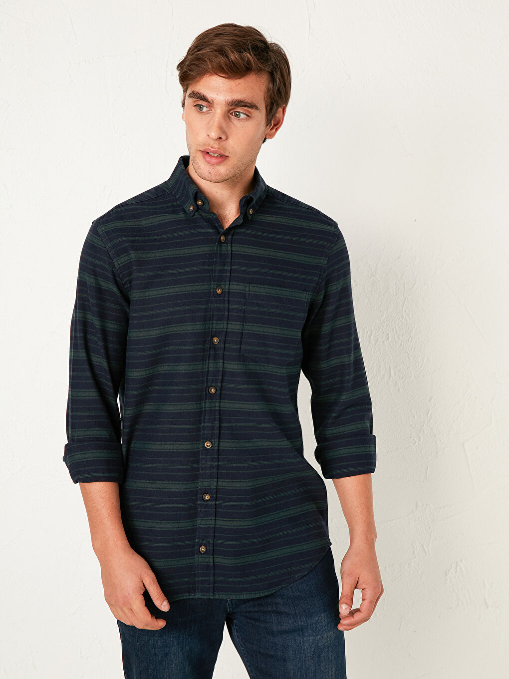 Chemise Gabardine Manches Longues Coupe Régulière-1